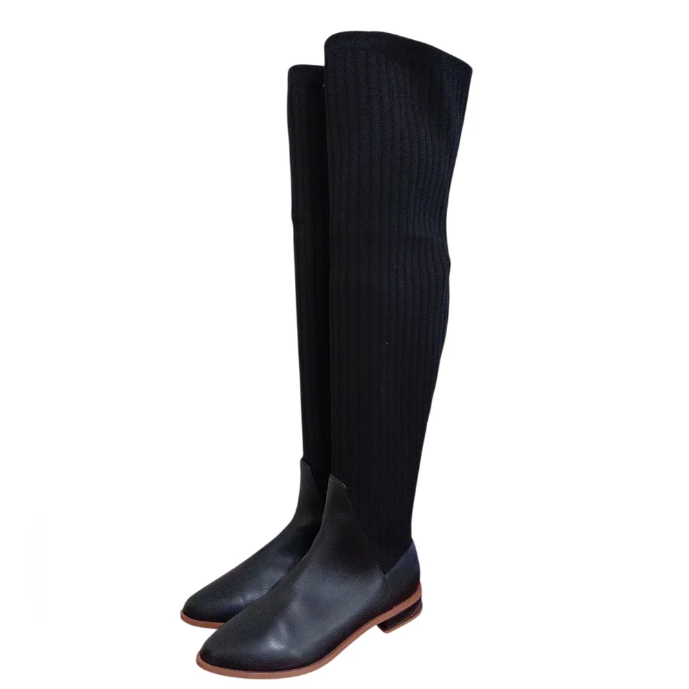 Kelsi Dagger Brooklyn Alvale Black Over The Knee Sock Boot Size 7.5